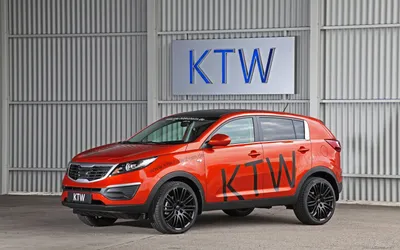 Фото обои Красный Kia Sportage KTW Tuning, тюнинг, диски, передок, фары.  Sportage