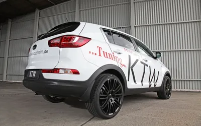 Фото обои Белый Kia Sportage KTW Tuning, тюнинг, диски, вид сзади, оптика.  Sportage