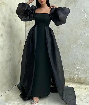 Классические длинные черные вечерние платья в мусульманском стиле из  органзы, трапециевидные платья в пол для выпускного вечера, женское платье  для вечеринки - купить по выгодной цене | AliExpress