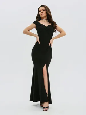 Черное вечернее платье с открытыми плечами 70485 за 654 грн: купить из  коллекции Marvelous - issaplus.com