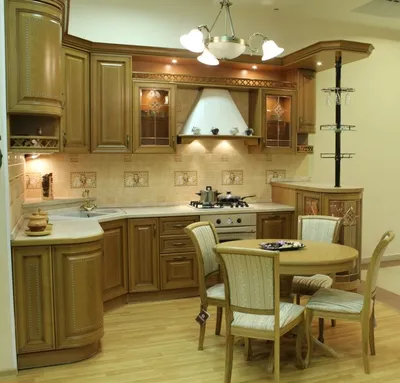 Классическая п-образная кухня из массива ясеня \"Модель 127\" от GILD Мебель  в Брянске - цены, фото и описание