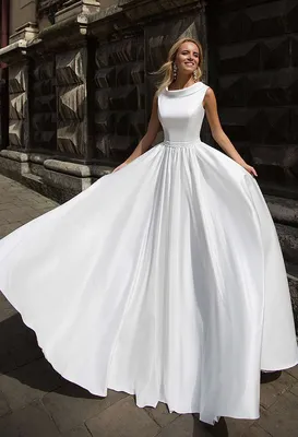 Атласное классическое свадебное платье (120 фото)