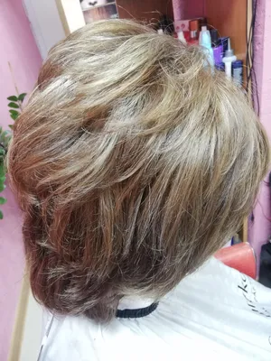 Колорирование с челкой на волосы средней длины - фото работы Салон AIS  Beauty Room
