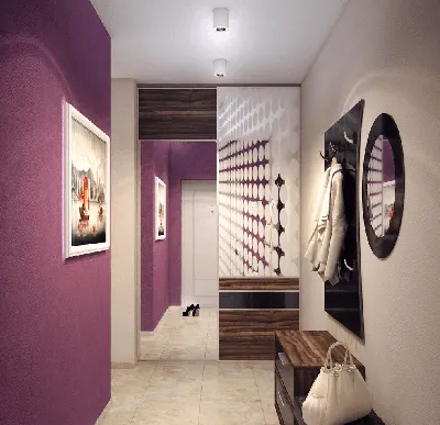 Фиолетовые обои в коридоре - 71 фото