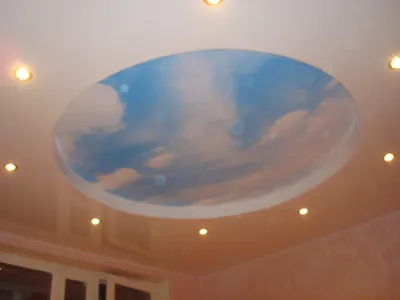 Комбинированный потолок гипсокартон и натяжной фото
