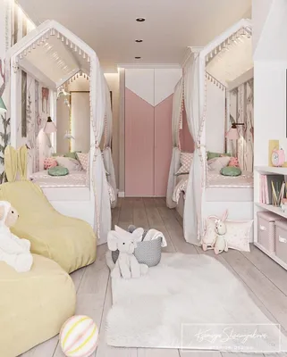 ≡ ➤ Дизайн-проект детской комнаты для двух девочек ⋆ Фабрика мебели  «Mamka™» ᐈ Эксперт детского пространства