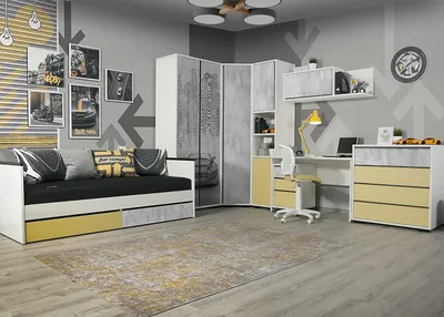 Детская комната Ральф форсаж Вар.1 белый/цемент, сан леон – купить недорого  в интернет-магазине «Мебель на дом», Санкт-Петербург