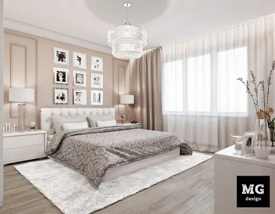 Бежевая спальня с белой мебелью (65 фото)