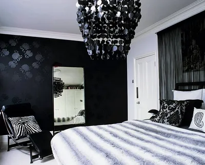 Дизайн комнаты с черными обоями - 73 фото