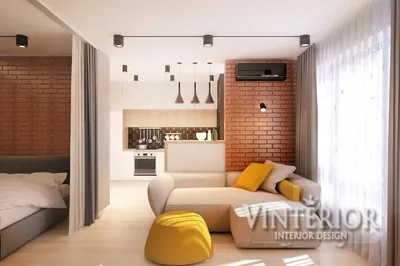 Дизайн квартиры 1-комнатной для парня в современном стиле в Киеве