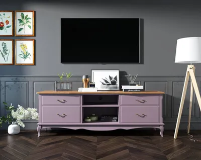 Комод под телевизор удлиненный фиолетовый Leontina Lavanda - купить за  81094 руб в интернет-магазине DG-Home