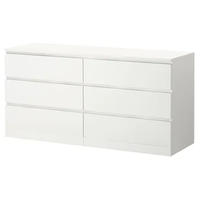 MALM МАЛЬМ Комод с 6 ящиками, белый, 160x78 см - Комоды IKEA