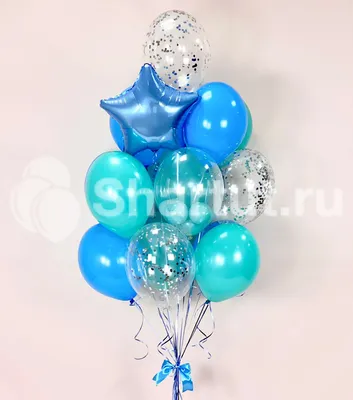 Композиция из бирюзовых шаров с мини шариками в шаре - Шартут