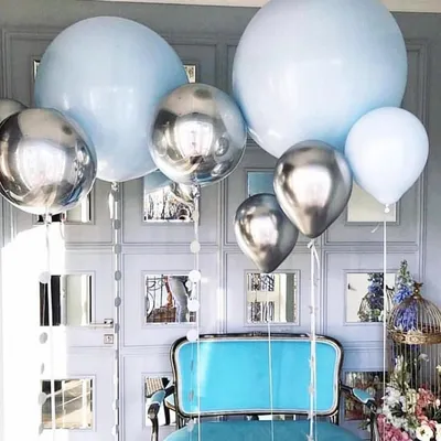 Купить Большие воздушные шары диаметром 90 см в композиции из шаров Голубое  Сияние