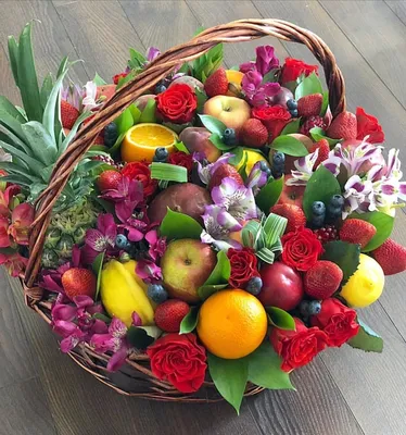 Корзина с фруктами и цветами (36 фото) - красивые картинки и обои на  рабочий стол