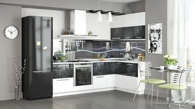 Фэнтези» модульная мебель для кухни Белый глянец/черный арт 24057 - купить  в Екатеринбурге недорого, цена 47600 руб. в интернет-магазине, фото,  характеристики