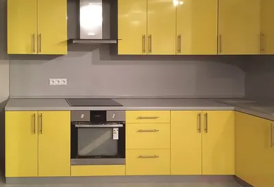 Наши проекты мебели для кухни: Желтая кухня, фасад мдф пластик. Компания  «Маэстро» - кухонная мебель в Москве