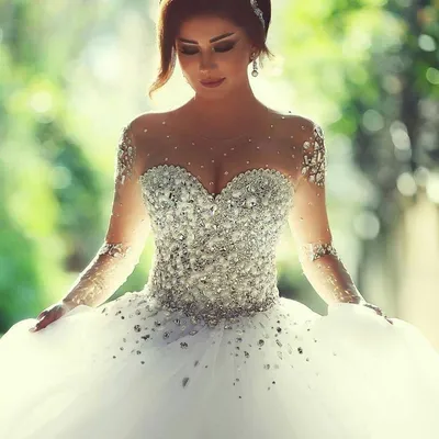 Роскошные свадебные Корсеты Платья с длинным рукавом хвост Свадебные платья  со стразами Свадебные платья 2022 - купить по выгодной цене | AliExpress