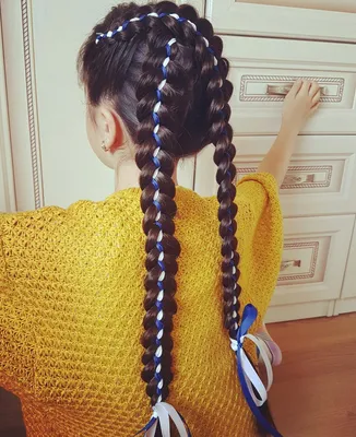 Пятипрядные косы с двумя лентами | Kids hairstyles, Little girl hairstyles,  Braids for long hair