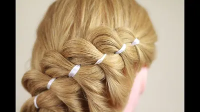 Урок по плетению косы из 4 прядей (с лентой). 4 Strands braiding (with  ribbon) - YouTube