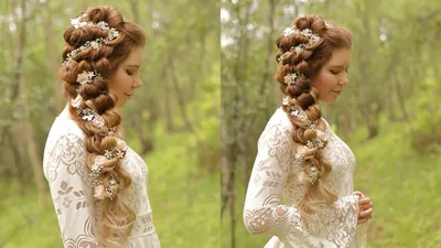Косы и плетения на длинных волосах на свадьбу (66 фото)