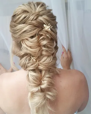 Косы и плетения на длинных волосах на свадьбу - 56 фото