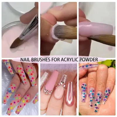 Nail Art Применение для акриловой пудры Круглой формы Акриловая кисть для ногтей  Маникюр Пудра Bursh купить недорого — выгодные цены, бесплатная доставка,  реальные отзывы с фото — Joom