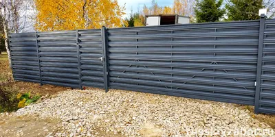 Забор из евроштакетника с воротами и калиткой,цена с установкой от компании  \"Русский Забор\".