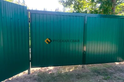 Забор из профлиста с распашными воротами и калиткой в Грузино - Русская Свая