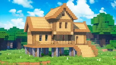 Деревянный дом для выживания в Майнкрафте - Как построить дом Minecraft -  YouTube