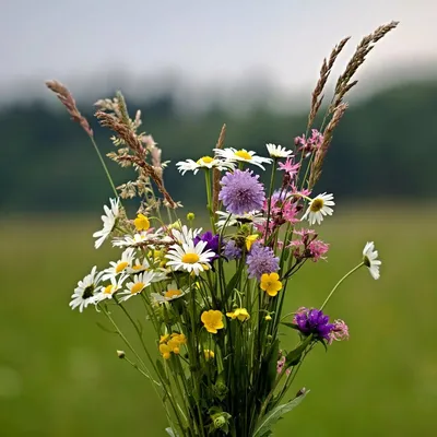 Красивый букет полевых цветов фото