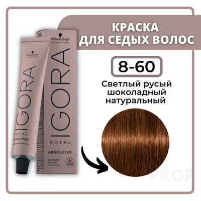 Schwarzkopf Professional Igora Royal Absolutes 8-60 Светлый русый  шоколадный натуральный 60 мл / Профессиональная краска для волос Шварцкопф  Профессионал Игора Роял Абсолют 8-60 — купить в интернет-магазине OZON с  быстрой доставкой