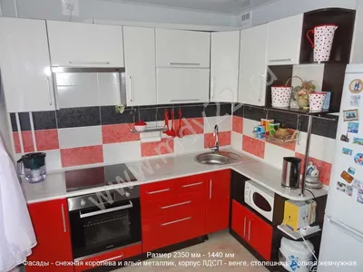 Красная угловая кухня фото