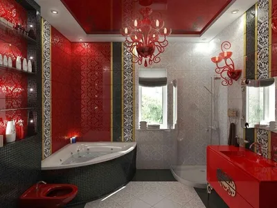 Красно черная ванная - 70 фото