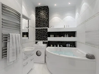 Черно-белая ванная комната » Картинки и фотографии дизайна квартир, домов,  коттеджей