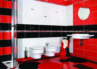 Черно красная ванная - 72 фото