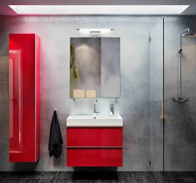 Красная ванная комната, сочетания цветов - 35 Фото интерьеров