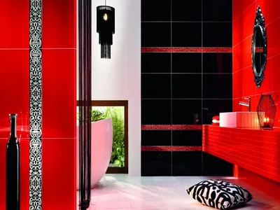 Красная керамическая плитка для ванной: дизайн и нюансы выбора. Красная  мозаика
