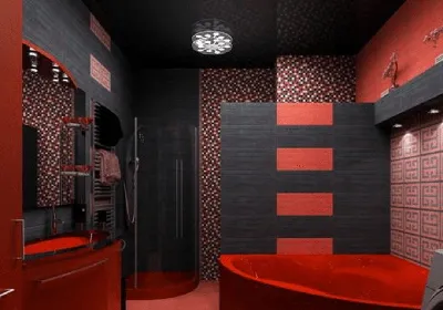 Черно красная ванная комната (57 фото)