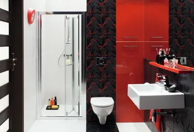 Черно красная ванная комната - 71 фото