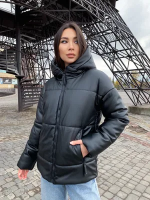 Зимняя женская куртка из эко кожи с капюшоном - Интернет магазин женской  одежды