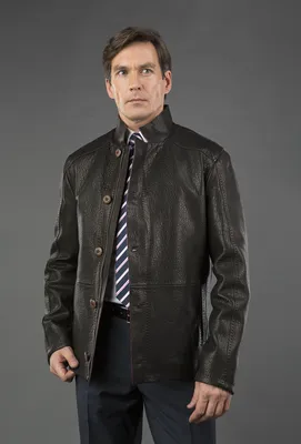Мужская куртка из натуральной оленьей кожи 4447/V02 - коричневый