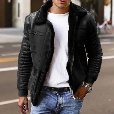 Мужские зимние брендовые Кожаные Куртки из искусственной кожи, мужские  высококачественные куртки на молнии с меховым воротником, зимние плюшевые  кожаные куртки - купить по выгодной цене | AliExpress
