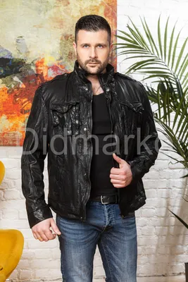 Мужская куртка из стиранной кожи в стиле милитари, артикул DM2451 – купить  по цене 32 500 руб. в интернет-магазине Didmarko