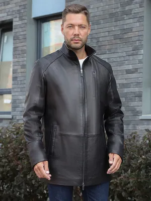 Удлиненная кожаная куртка на молнии из кожи Джумбо ST 2689 купить в Москве
