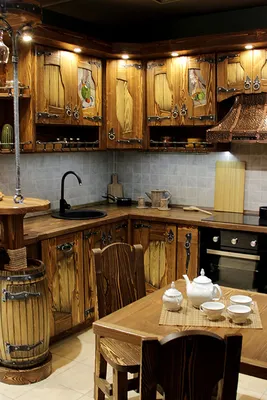 Кухни под старину из массива в Москве | Купить кухонные гарнитуры из дерева  - АММА-дизайн
