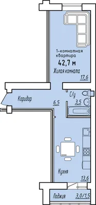 1-к квартира в А51 ЖК \"Видный 2\" / Кошелев-Проект