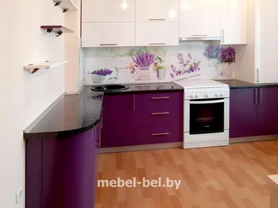 Кухня из пластика, угловая,цвет фиолетовый и белый - купить в Гродно