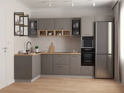Купить угловую модульную кухню Риволи-05 серого цвета 2,15 метра