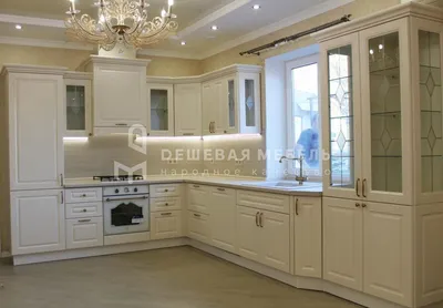 Бюджетная угловая кухня из МДФ белого цвета \"Классика арт.1\" ▻ официальный  сайт Дешевая Мебель™